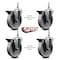 Service Caster 5 Inch Semi Steel 38 Inch Threaded Stem Caster Set with Brake SCC-TS20S514-SSS-PLB-381615-4 - alternate 3
